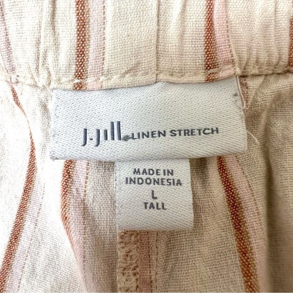 J. Jill Linen Stretch Pull on Pant neutral stripes women’s size L Tall wide leg - Picture 4 of 10